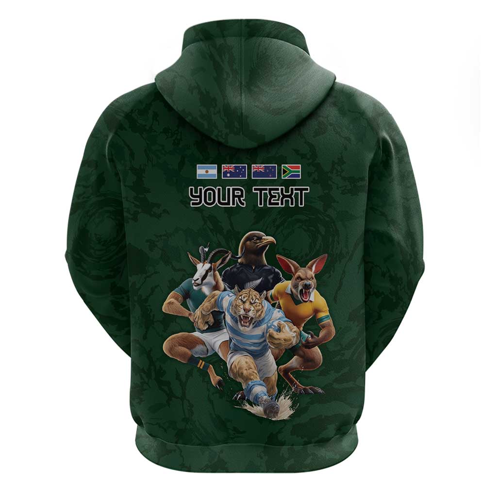 Custom Rugby Southern Hemisphere Hoodie Argentina AUNZ South Africa Mascot Green - Aussie Hoodie