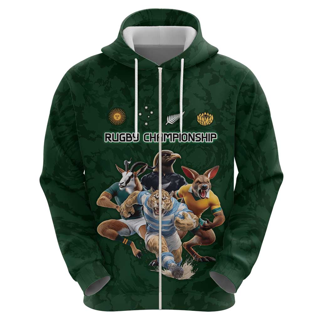 Custom Rugby Southern Hemisphere Hoodie Argentina AUNZ South Africa Mascot Green - Aussie Hoodie