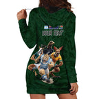 Custom Rugby Southern Hemisphere Hoodie Dress Argentina AUNZ South Africa Mascot Green - Aussie Hoodie
