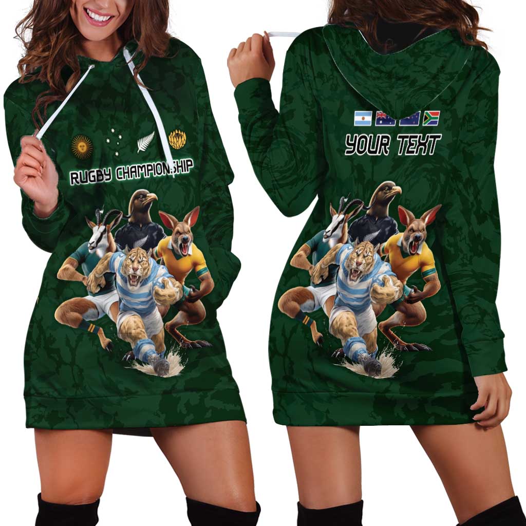 Custom Rugby Southern Hemisphere Hoodie Dress Argentina AUNZ South Africa Mascot Green - Aussie Hoodie