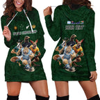 Custom Rugby Southern Hemisphere Hoodie Dress Argentina AUNZ South Africa Mascot Green - Aussie Hoodie
