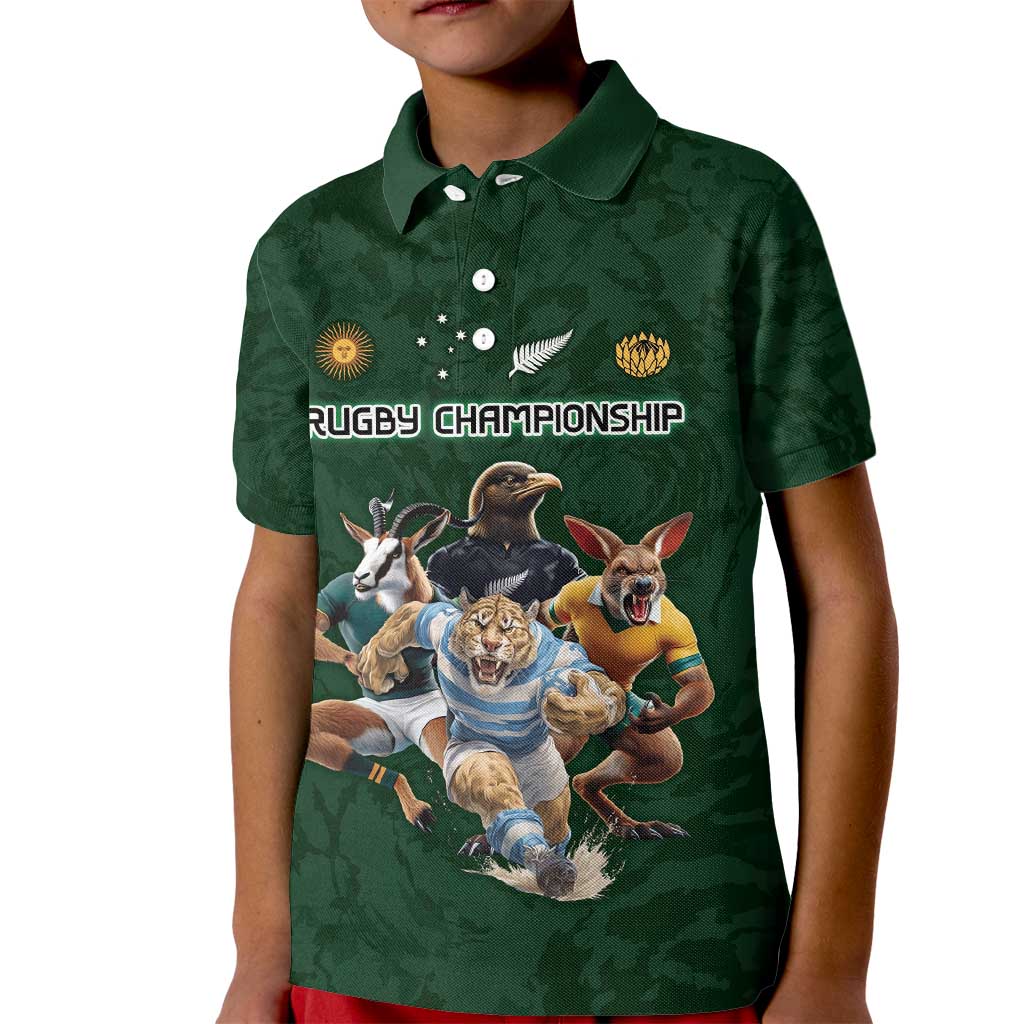 Custom Rugby Southern Hemisphere Kid Polo Shirt Argentina AUNZ South Africa Mascot Green - Aussie Hoodie