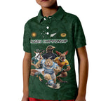 Custom Rugby Southern Hemisphere Kid Polo Shirt Argentina AUNZ South Africa Mascot Green - Aussie Hoodie