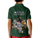 Custom Rugby Southern Hemisphere Kid Polo Shirt Argentina AUNZ South Africa Mascot Green - Aussie Hoodie