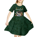 Custom Rugby Southern Hemisphere Kid Short Sleeve Dress Argentina AUNZ South Africa Mascot Green - Aussie Hoodie
