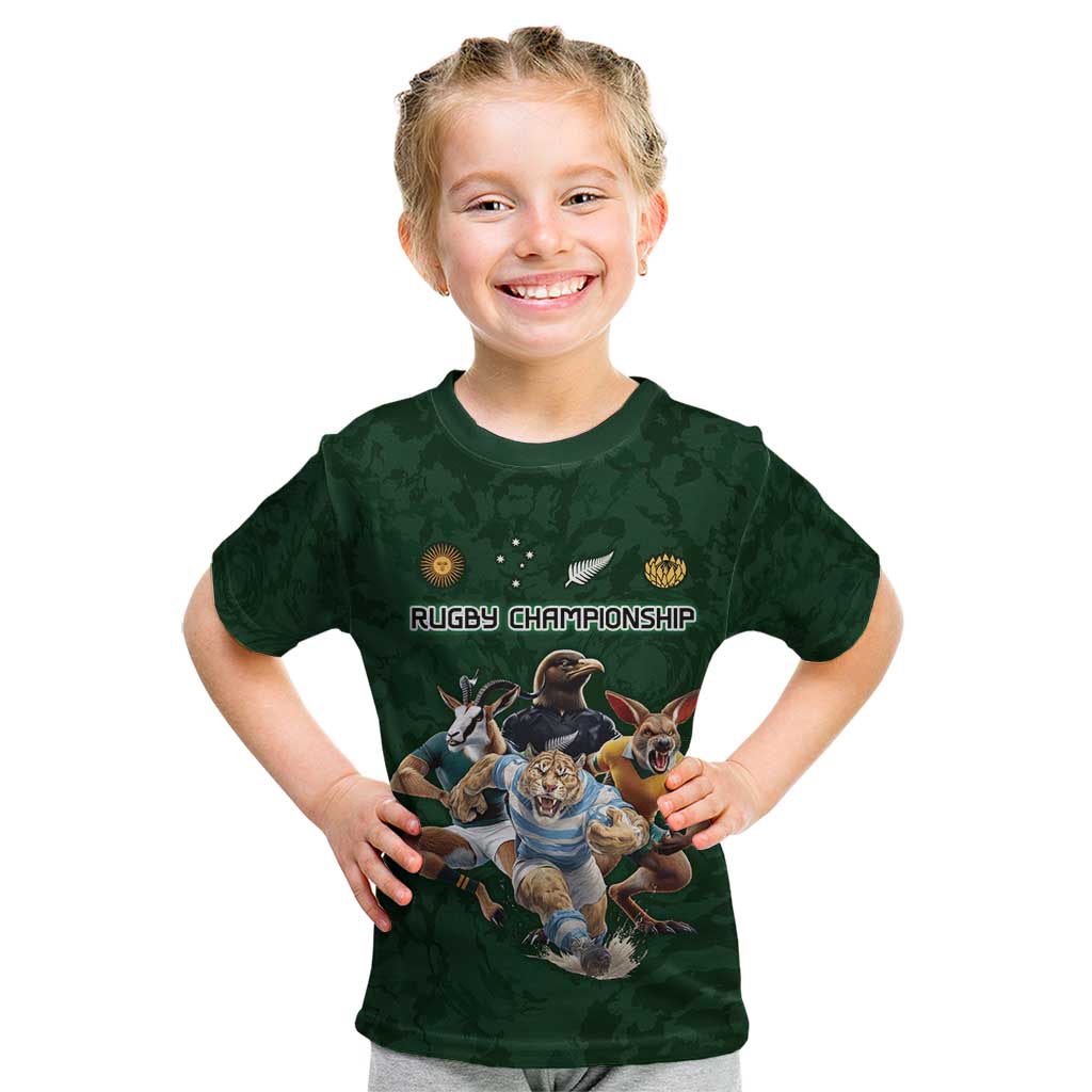 Custom Rugby Southern Hemisphere Kid T Shirt Argentina AUNZ South Africa Mascot Green - Aussie Hoodie