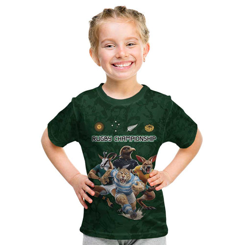 Custom Rugby Southern Hemisphere Kid T Shirt Argentina AUNZ South Africa Mascot Green - Aussie Hoodie