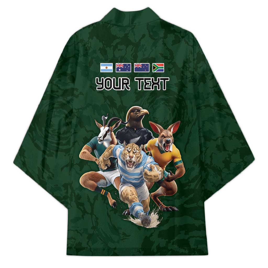 Custom Rugby Southern Hemisphere Kimono Argentina AUNZ South Africa Mascot Green - Aussie Hoodie