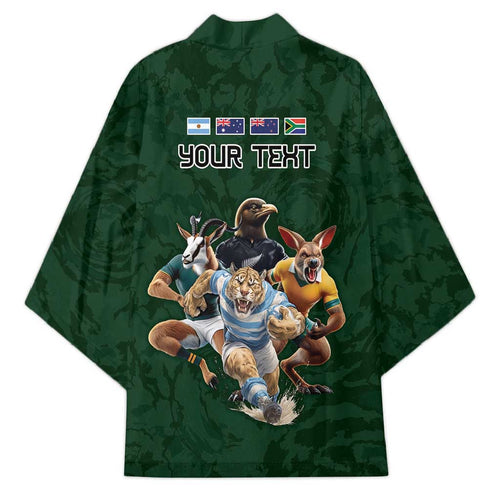Custom Rugby Southern Hemisphere Kimono Argentina AUNZ South Africa Mascot Green - Aussie Hoodie