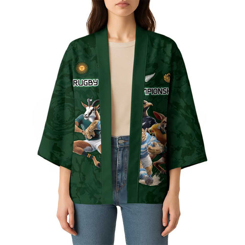Custom Rugby Southern Hemisphere Kimono Argentina AUNZ South Africa Mascot Green - Aussie Hoodie