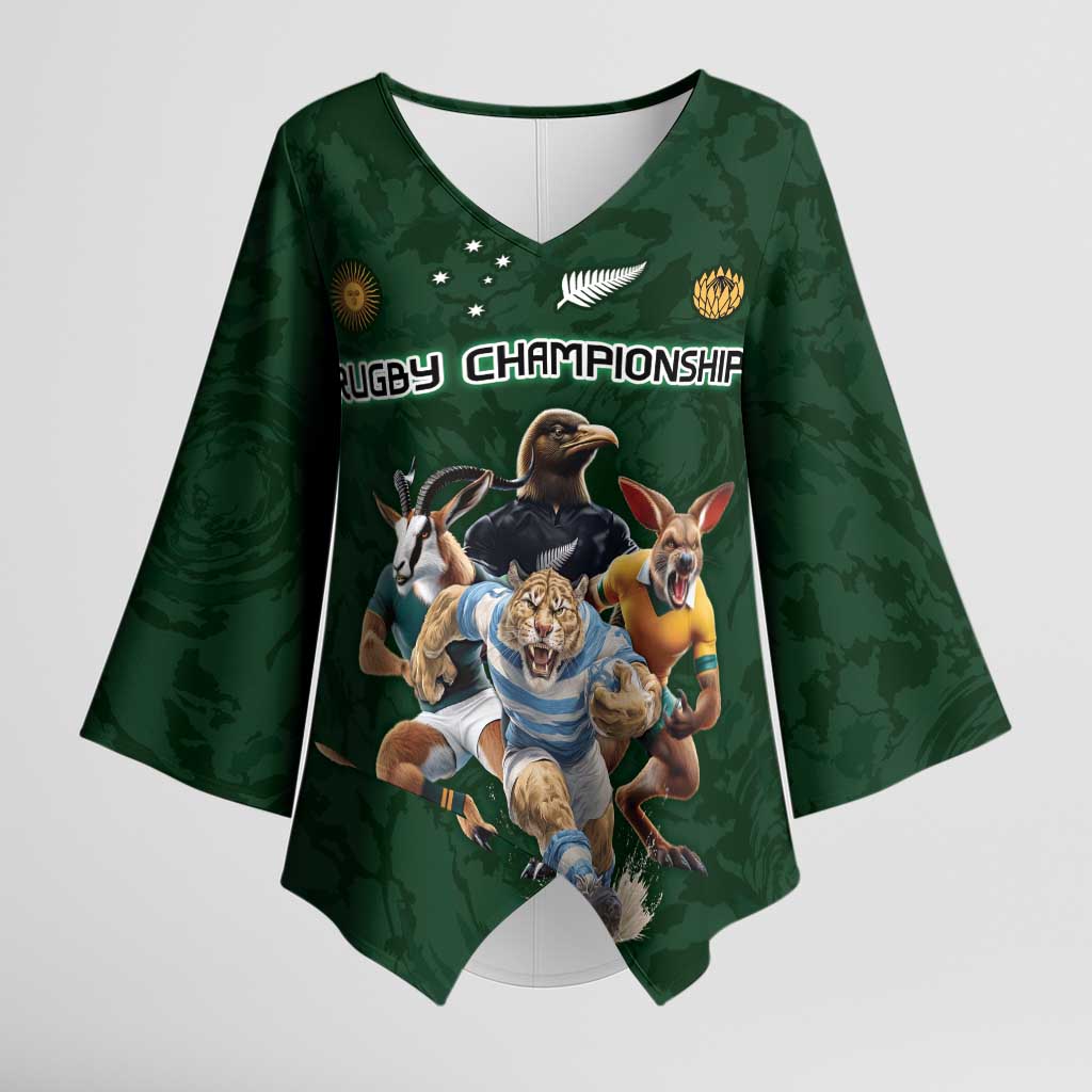 Custom Rugby Southern Hemisphere Kimono Sleeve Blouse Argentina AUNZ South Africa Mascot Green - Aussie Hoodie