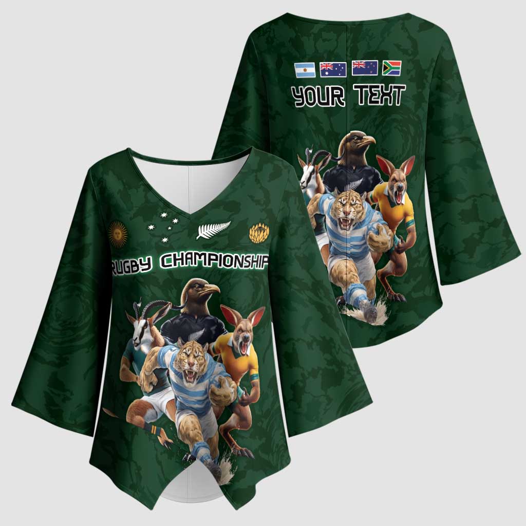 Custom Rugby Southern Hemisphere Kimono Sleeve Blouse Argentina AUNZ South Africa Mascot Green - Aussie Hoodie