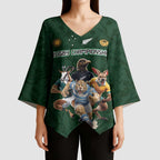 Custom Rugby Southern Hemisphere Kimono Sleeve Blouse Argentina AUNZ South Africa Mascot Green - Aussie Hoodie
