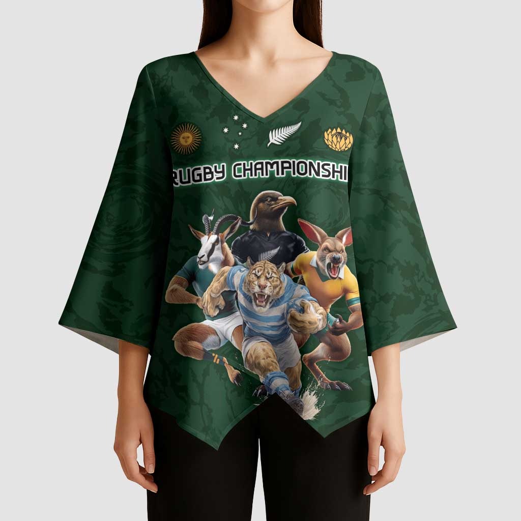 Custom Rugby Southern Hemisphere Kimono Sleeve Blouse Argentina AUNZ South Africa Mascot Green - Aussie Hoodie
