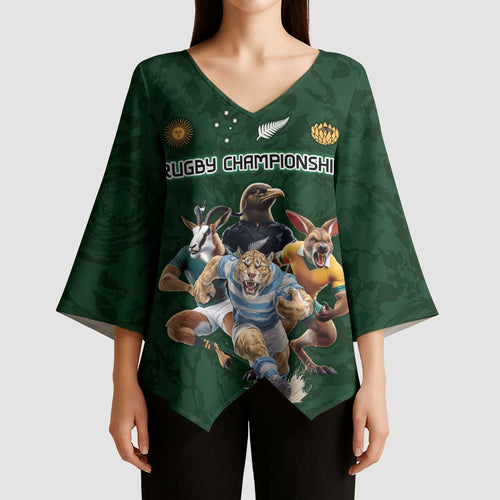 Custom Rugby Southern Hemisphere Kimono Sleeve Blouse Argentina AUNZ South Africa Mascot Green - Aussie Hoodie