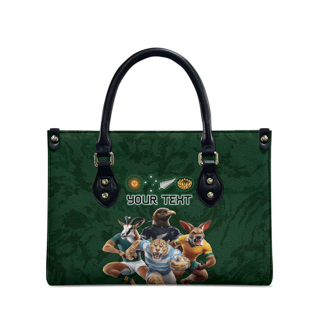 Custom Rugby Southern Hemisphere Leather Bag Argentina AUNZ South Africa Mascot Green - Aussie Hoodie