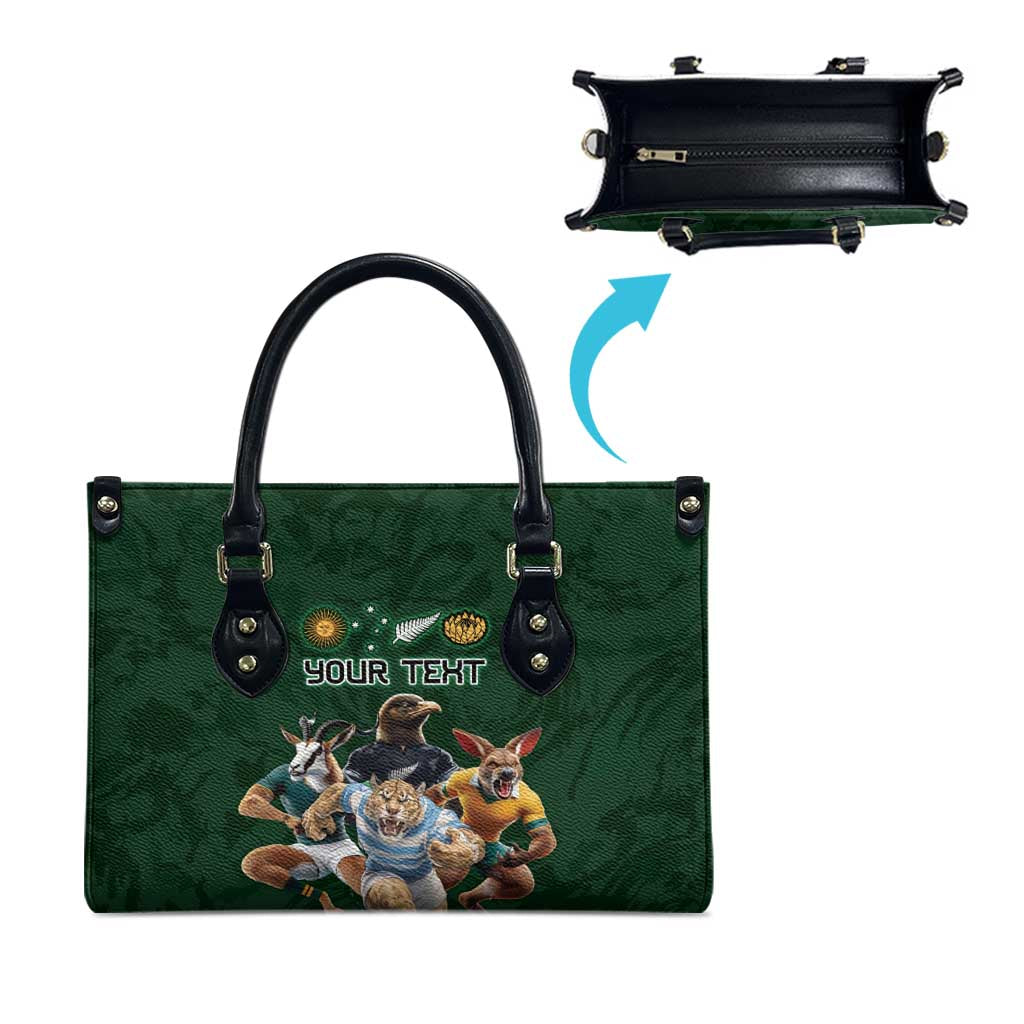 Custom Rugby Southern Hemisphere Leather Bag Argentina AUNZ South Africa Mascot Green - Aussie Hoodie