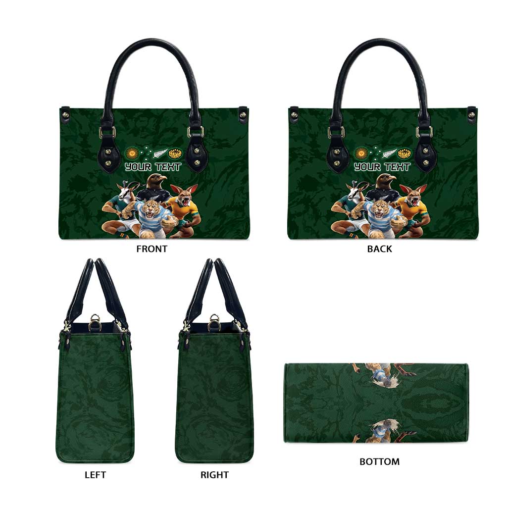 Custom Rugby Southern Hemisphere Leather Bag Argentina AUNZ South Africa Mascot Green - Aussie Hoodie