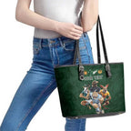 Custom Rugby Southern Hemisphere Leather Tote Bag Argentina AUNZ South Africa Mascot Green - Aussie Hoodie