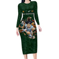 Custom Rugby Southern Hemisphere Long Sleeve Bodycon Dress Argentina AUNZ South Africa Mascot Green - Aussie Hoodie