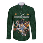 Custom Rugby Southern Hemisphere Long Sleeve Button Shirt Argentina AUNZ South Africa Mascot Green - Aussie Hoodie