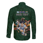 Custom Rugby Southern Hemisphere Long Sleeve Button Shirt Argentina AUNZ South Africa Mascot Green - Aussie Hoodie