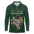 Custom Rugby Southern Hemisphere Long Sleeve Polo Shirt Argentina AUNZ South Africa Mascot Green - Aussie Hoodie