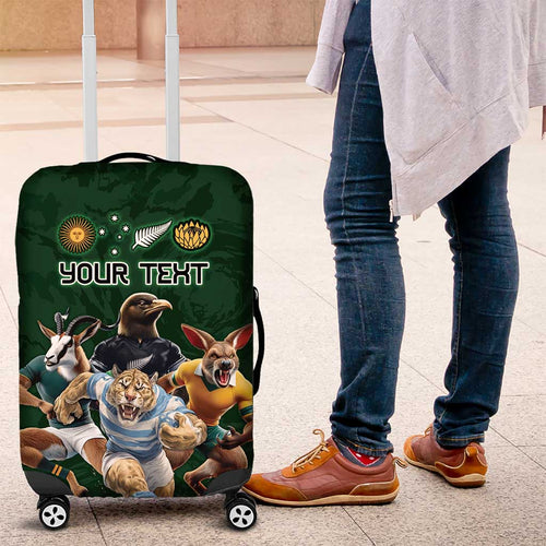 Custom Rugby Southern Hemisphere Luggage Cover Argentina AUNZ South Africa Mascot Green - Aussie Hoodie