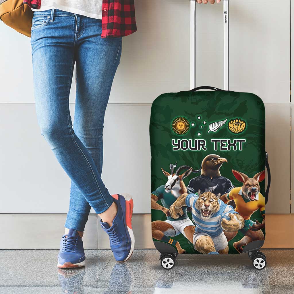 Custom Rugby Southern Hemisphere Luggage Cover Argentina AUNZ South Africa Mascot Green - Aussie Hoodie