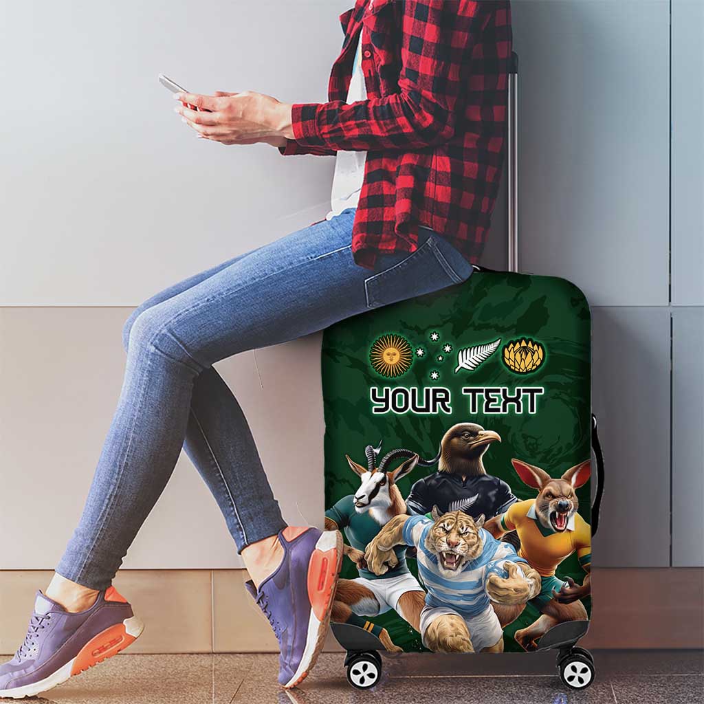 Custom Rugby Southern Hemisphere Luggage Cover Argentina AUNZ South Africa Mascot Green - Aussie Hoodie