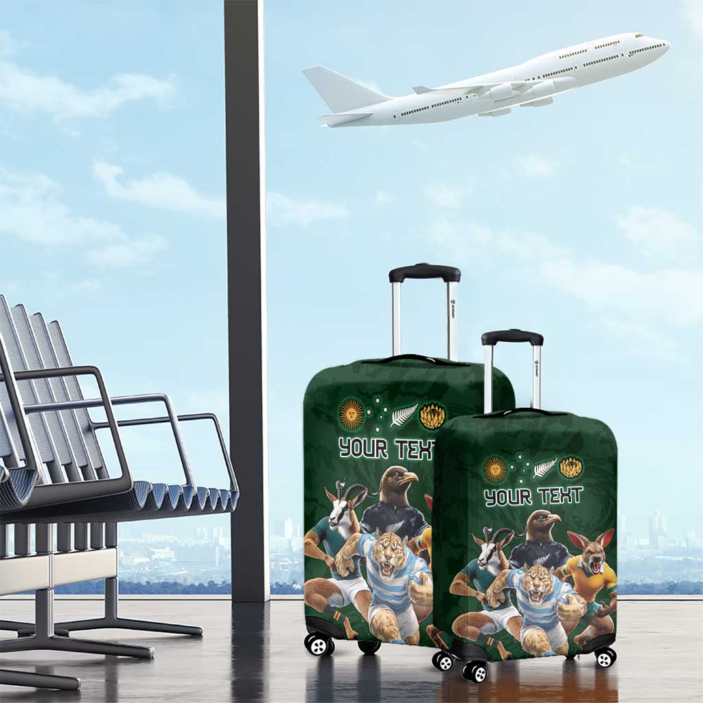 Custom Rugby Southern Hemisphere Luggage Cover Argentina AUNZ South Africa Mascot Green - Aussie Hoodie