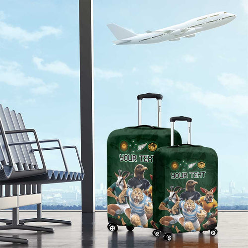 Custom Rugby Southern Hemisphere Luggage Cover Argentina AUNZ South Africa Mascot Green - Aussie Hoodie