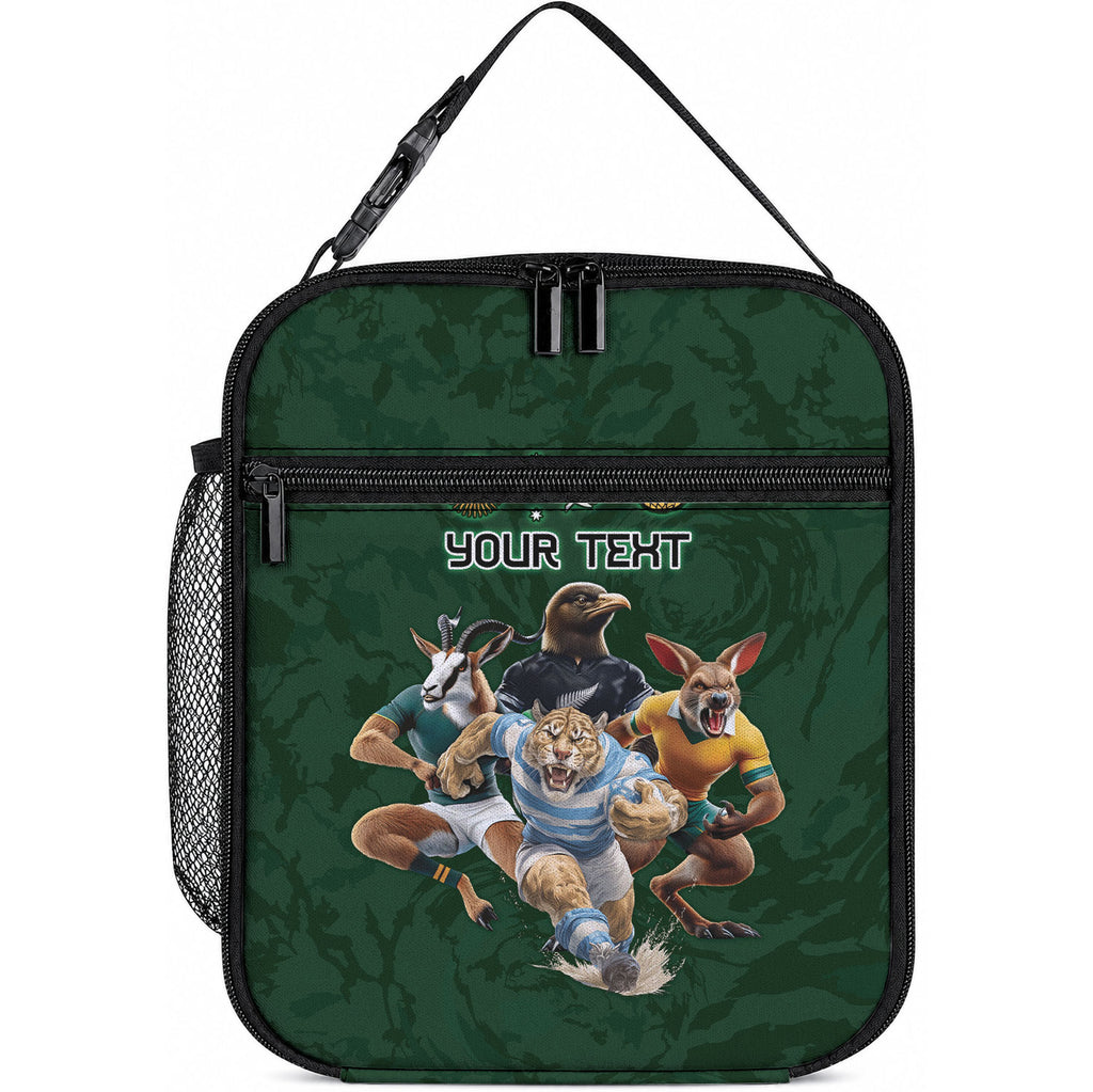 Custom Rugby Southern Hemisphere Lunch Bag Argentina AUNZ South Africa Mascot Green