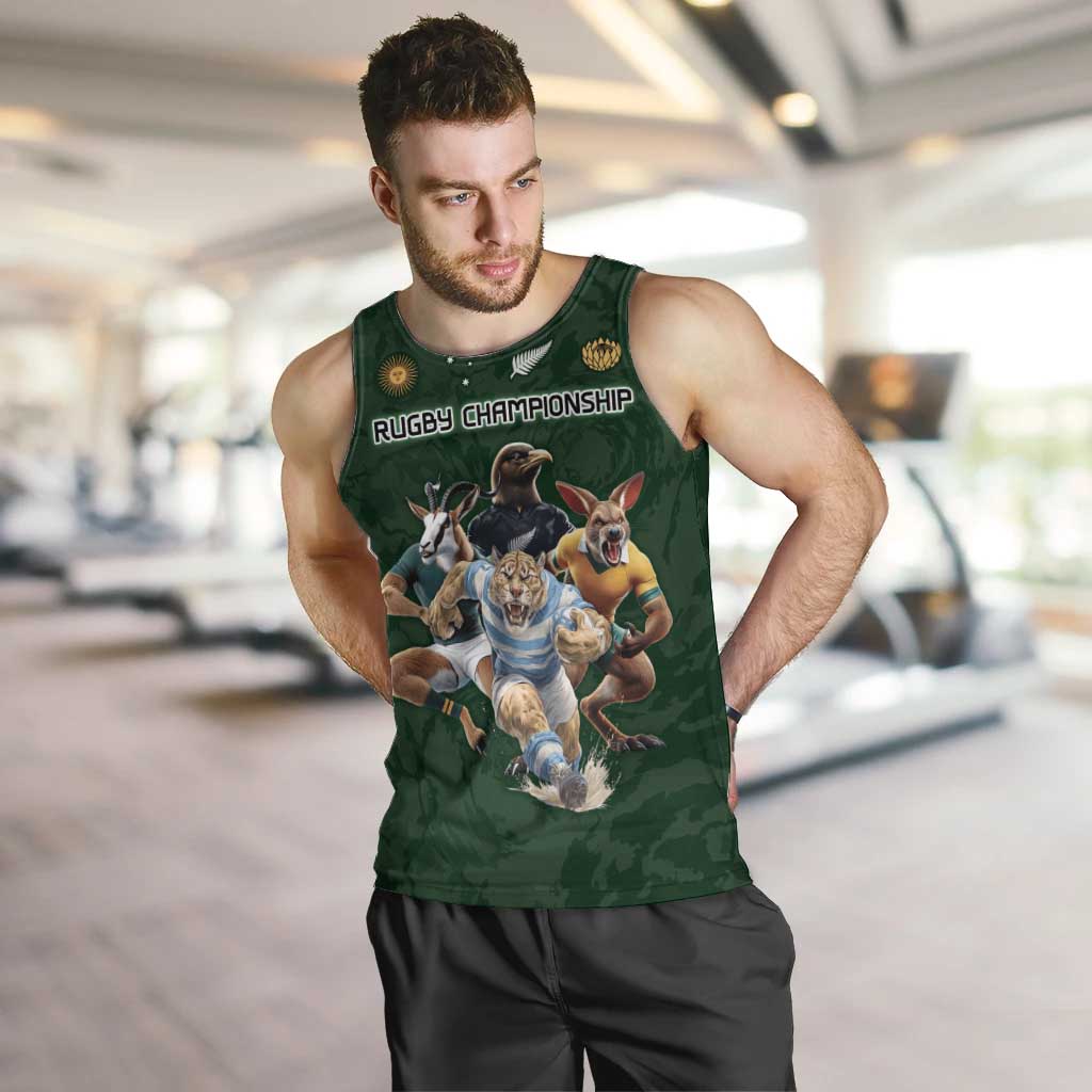 Custom Rugby Southern Hemisphere Men Tank Top Argentina AUNZ South Africa Mascot Green - Aussie Hoodie