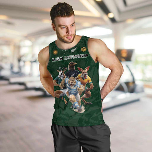 Custom Rugby Southern Hemisphere Men Tank Top Argentina AUNZ South Africa Mascot Green - Aussie Hoodie