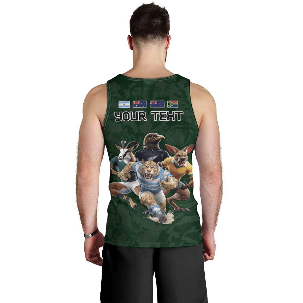 Custom Rugby Southern Hemisphere Men Tank Top Argentina AUNZ South Africa Mascot Green - Aussie Hoodie