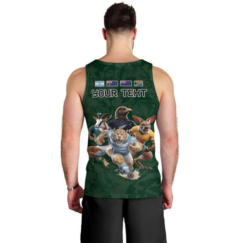 Custom Rugby Southern Hemisphere Men Tank Top Argentina AUNZ South Africa Mascot Green - Aussie Hoodie