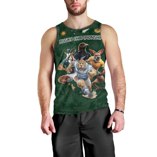 Custom Rugby Southern Hemisphere Men Tank Top Argentina AUNZ South Africa Mascot Green - Aussie Hoodie