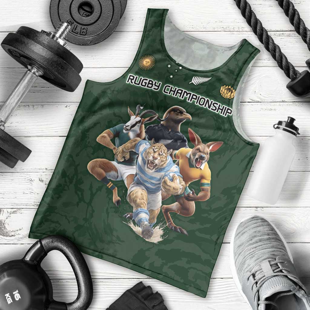 Custom Rugby Southern Hemisphere Men Tank Top Argentina AUNZ South Africa Mascot Green - Aussie Hoodie