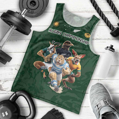 Custom Rugby Southern Hemisphere Men Tank Top Argentina AUNZ South Africa Mascot Green - Aussie Hoodie