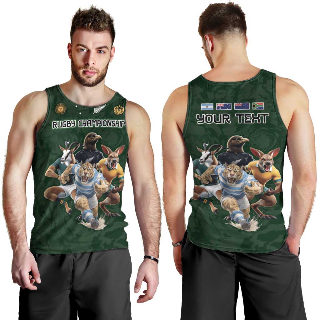 Custom Rugby Southern Hemisphere Men Tank Top Argentina AUNZ South Africa Mascot Green - Aussie Hoodie