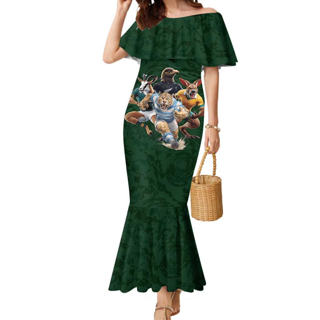 Custom Rugby Southern Hemisphere Mermaid Dress Argentina AUNZ South Africa Mascot Green - Aussie Hoodie