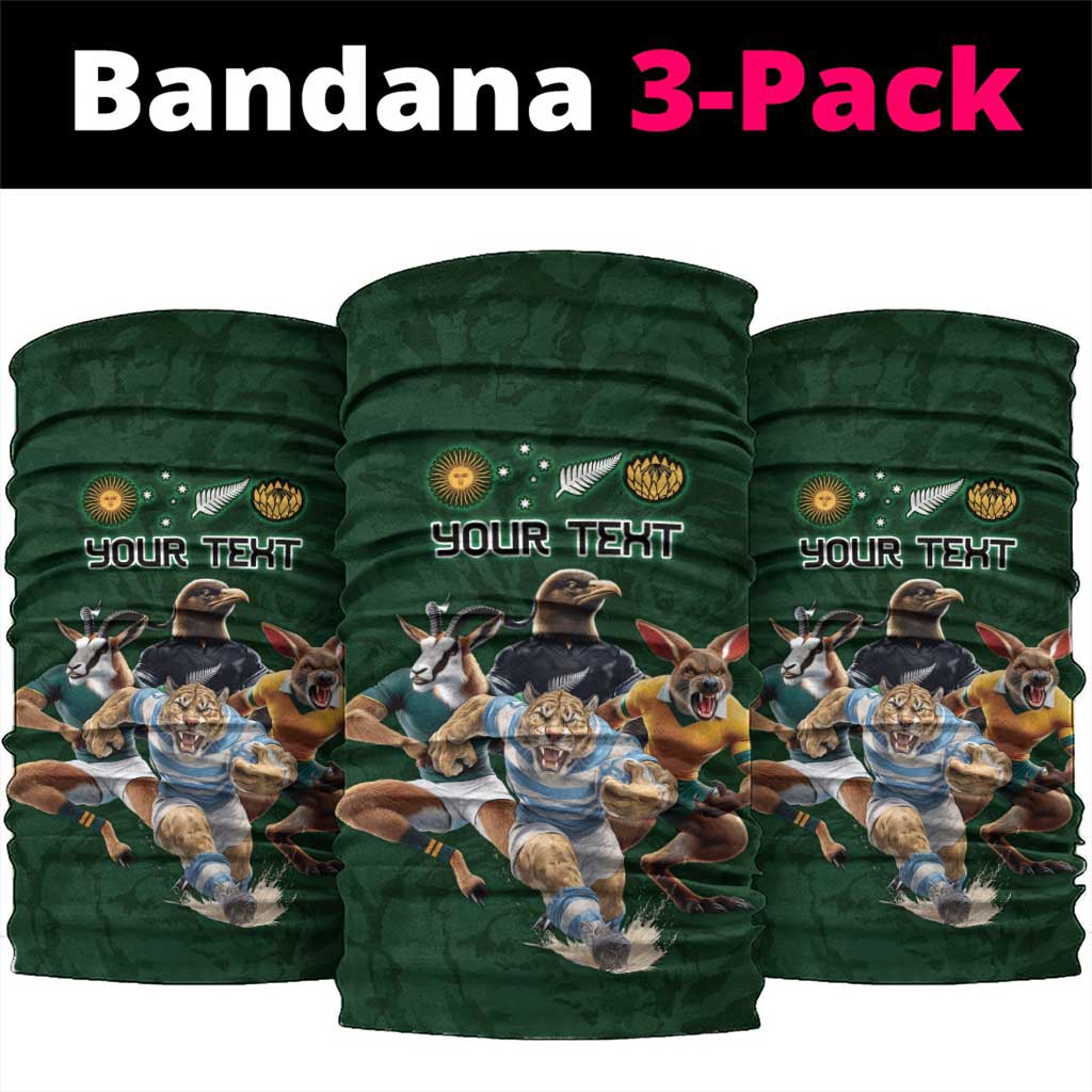 Custom Rugby Southern Hemisphere Neck Gaiter Argentina AUNZ South Africa Mascot Green - Aussie Hoodie