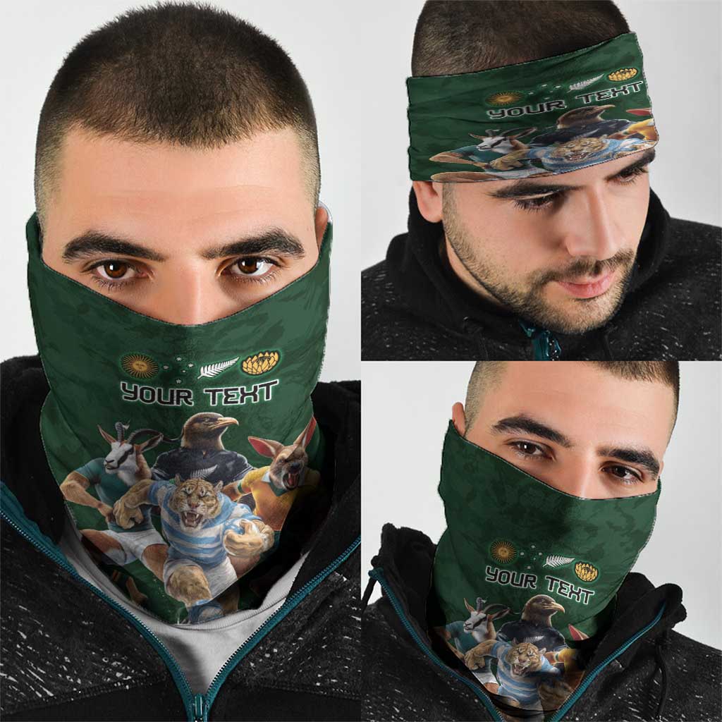 Custom Rugby Southern Hemisphere Neck Gaiter Argentina AUNZ South Africa Mascot Green - Aussie Hoodie