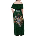 Custom Rugby Southern Hemisphere Off Shoulder Maxi Dress Argentina AUNZ South Africa Mascot Green - Aussie Hoodie