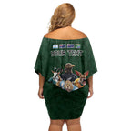 Custom Rugby Southern Hemisphere Off Shoulder Short Dress Argentina AUNZ South Africa Mascot Green - Aussie Hoodie