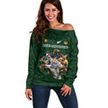 Custom Rugby Southern Hemisphere Off Shoulder Sweater Argentina AUNZ South Africa Mascot Green - Aussie Hoodie