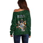 Custom Rugby Southern Hemisphere Off Shoulder Sweater Argentina AUNZ South Africa Mascot Green - Aussie Hoodie
