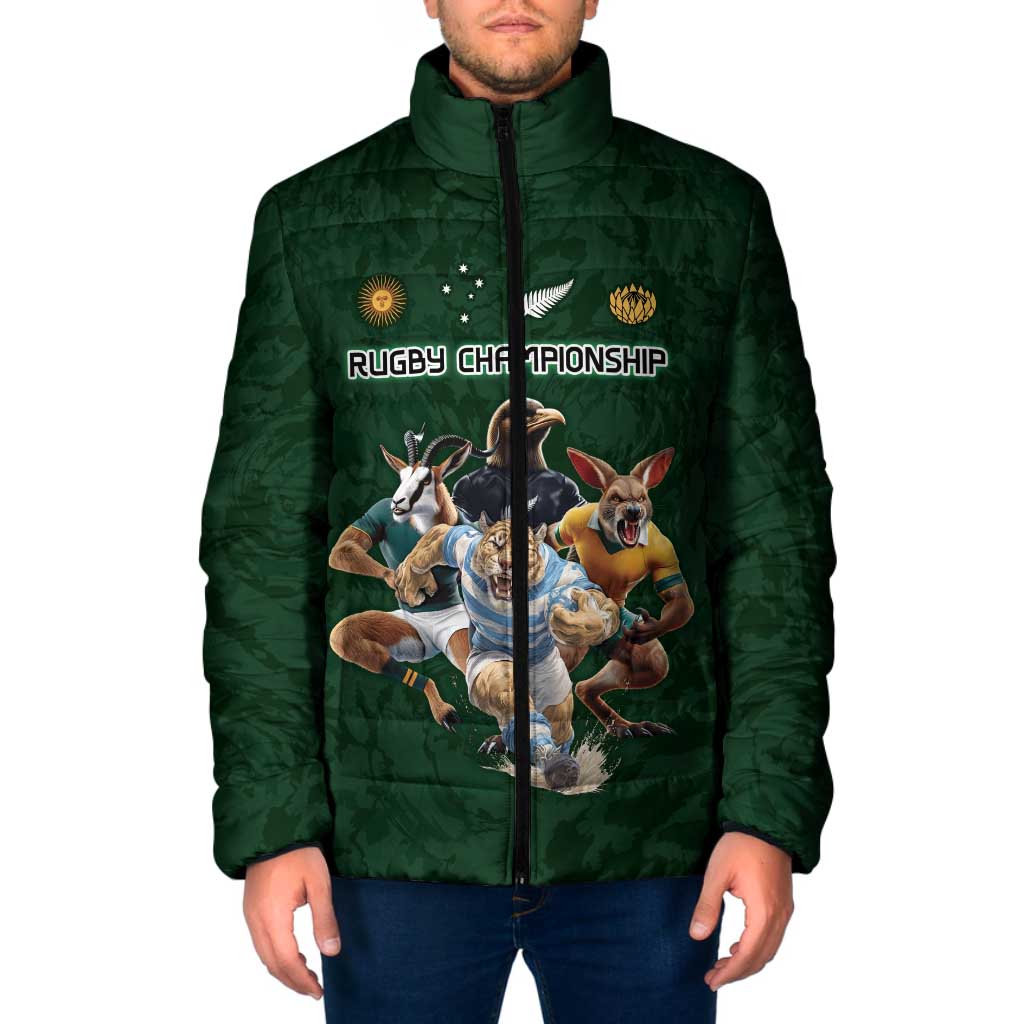 Custom Rugby Southern Hemisphere Padded Jacket Argentina AUNZ South Africa Mascot Green - Aussie Hoodie