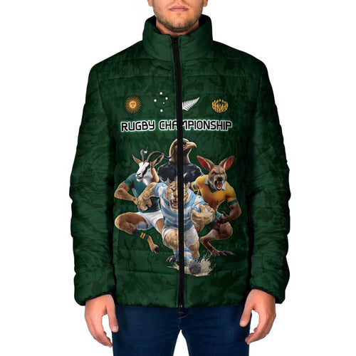 Custom Rugby Southern Hemisphere Padded Jacket Argentina AUNZ South Africa Mascot Green - Aussie Hoodie